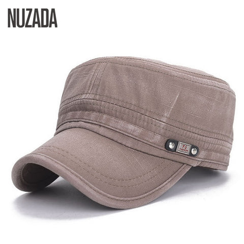 NUZADA - Military Hats Flat Top Cap Solid