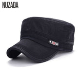 NUZADA - Military Hats Flat Top Cap Solid