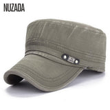 NUZADA - Military Hats Flat Top Cap Solid