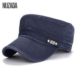 NUZADA - Military Hats Flat Top Cap Solid