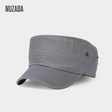 NUZADA - Military Hats  Autumn Spring Flat Top Cap Visor